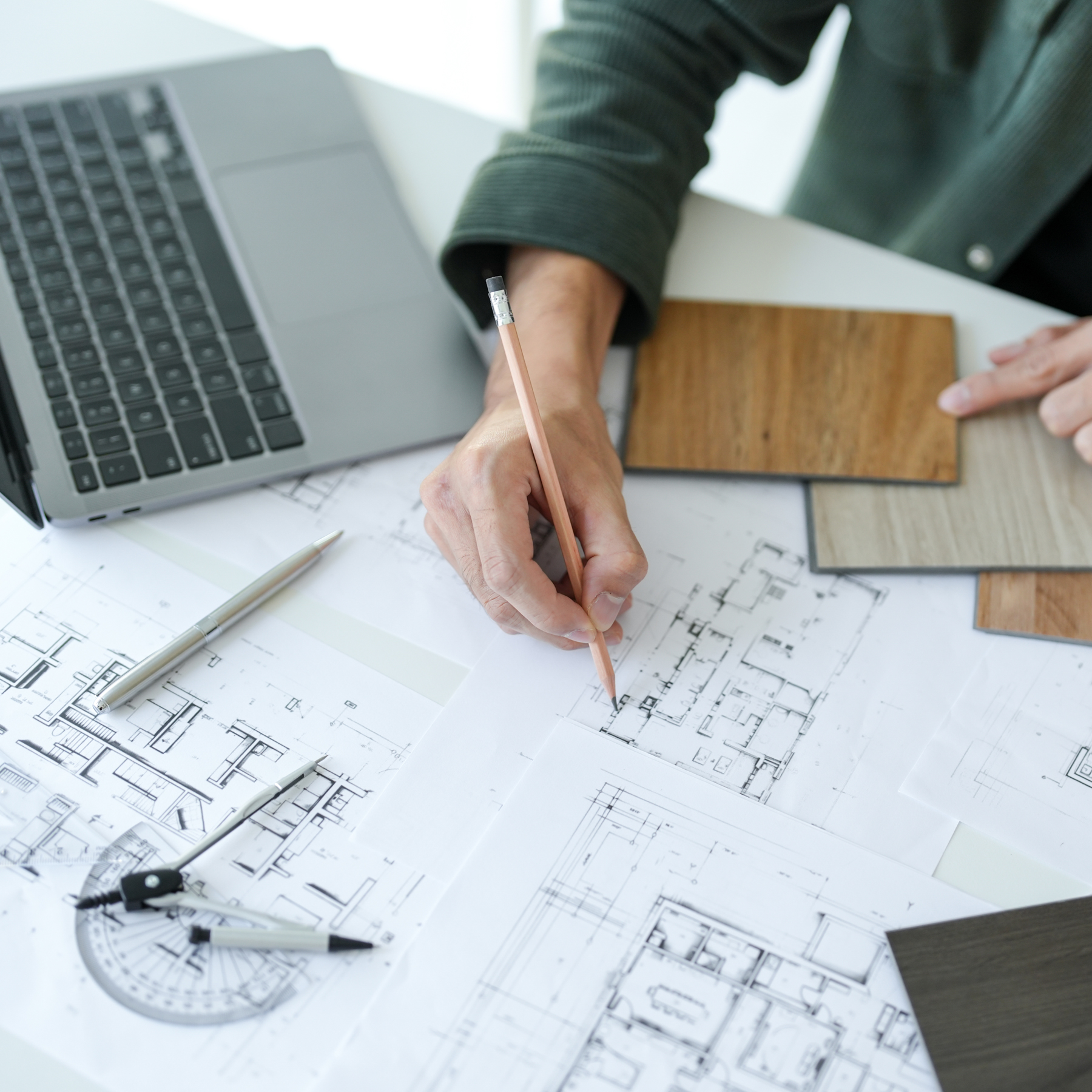 Planung einer Küche sowie Wahl von Materialien